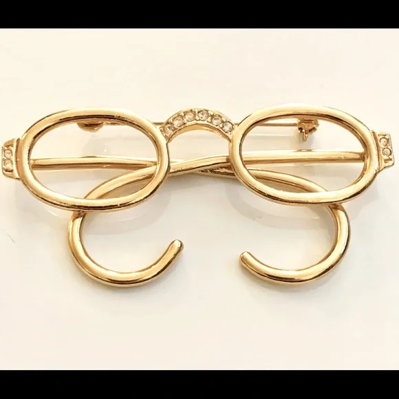 Vintage eyeglasses goldtone brooch - Picture 1 of 2